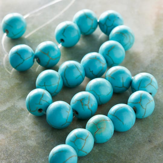 12 Pack: Turquoise Dyed Howlite Round Beads, 10mm by Bead Landing™